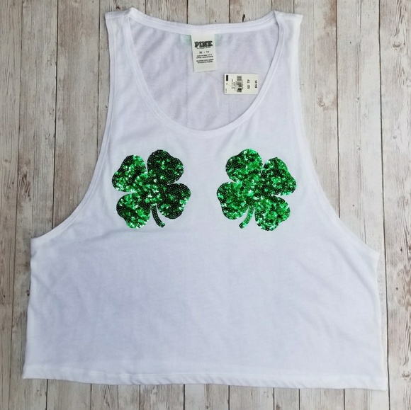 PINK Victoria's Secret Tops - PINK Victoria's secret sequin shamrock crop top